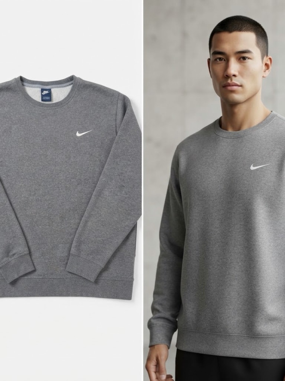 Nike Gray Crewneck Sweatshirt with White Swoosh